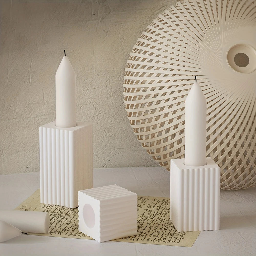 Candelabra 3 Držáky Sada na svícny vroubkované z beton