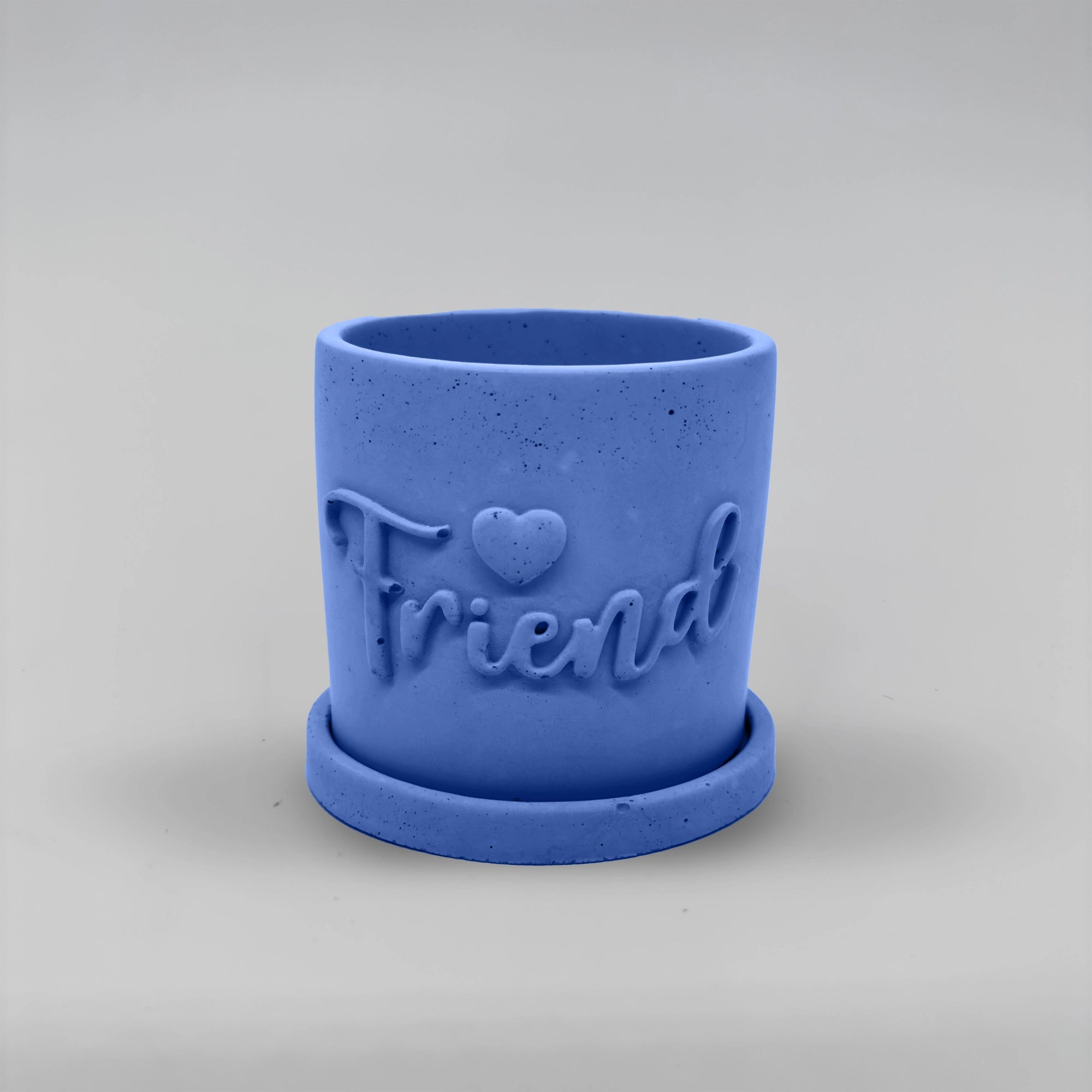 Pot ,Friend, Květináček s drenáží z betonu + podtácek