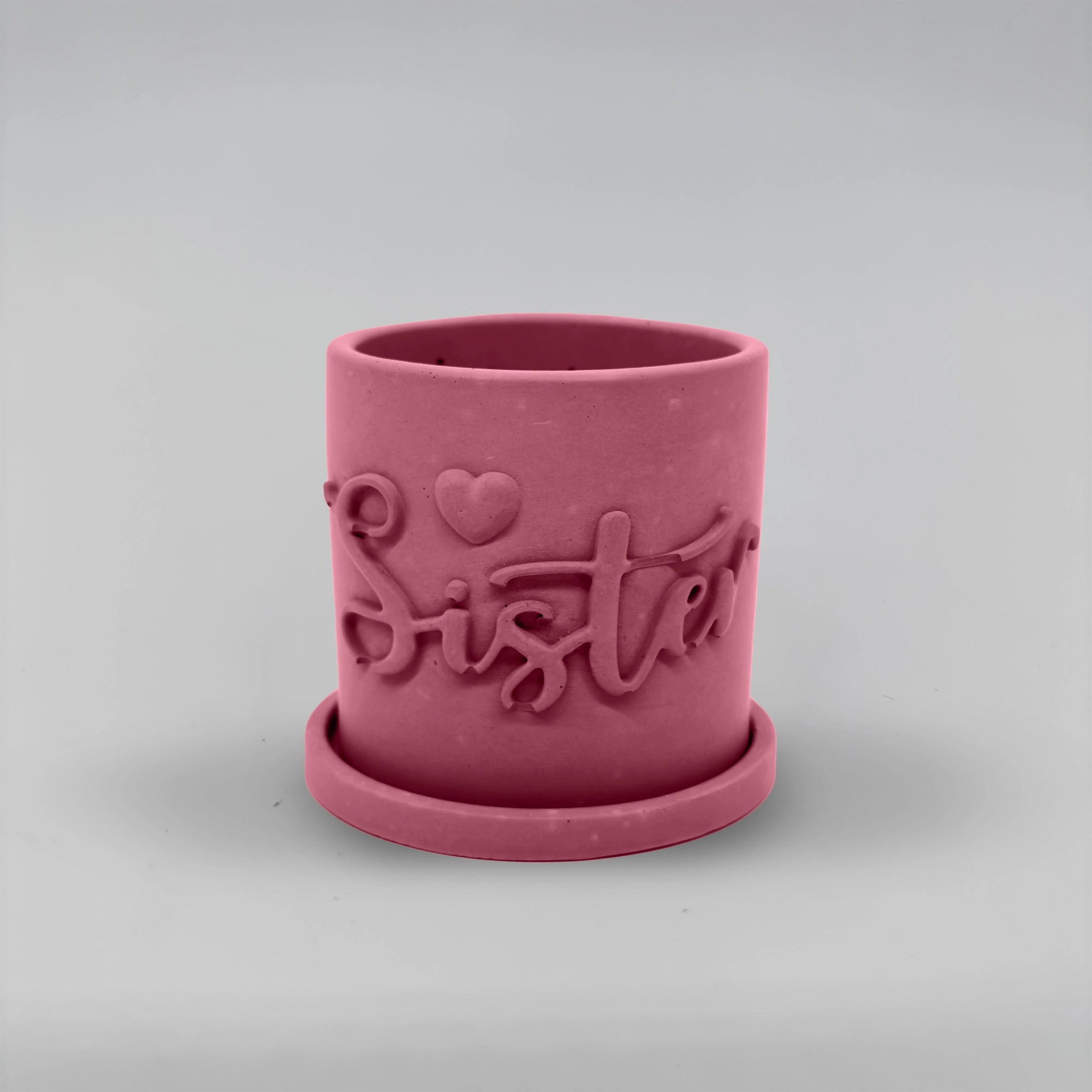 Pot ,Sister, Květináček s drenáží z betonu + podtácek