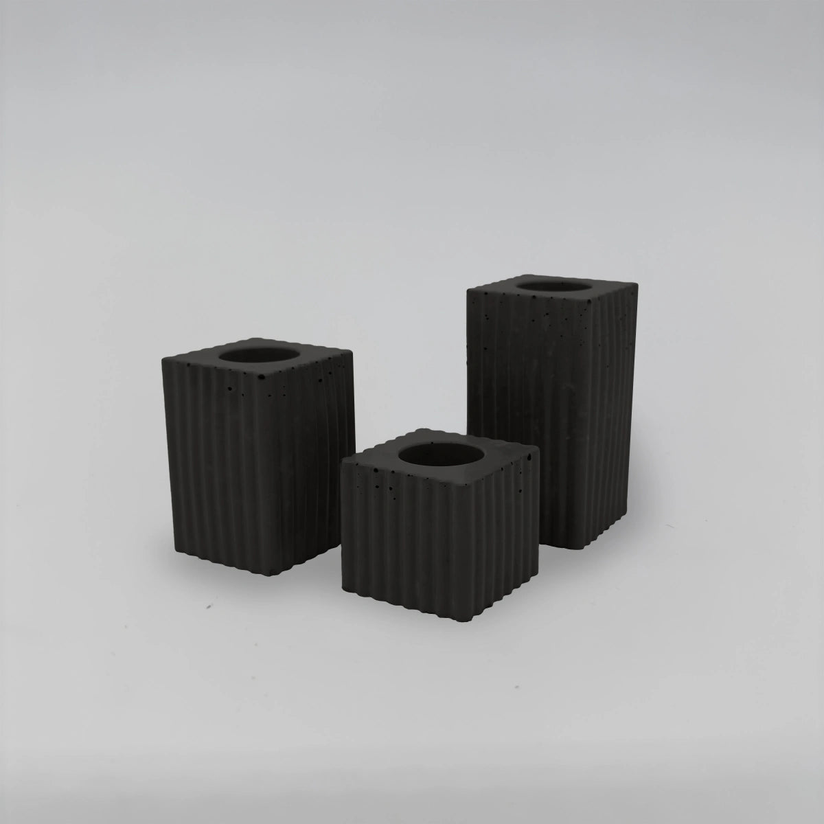 Candelabra 3 Držáky Sada na svícny vroubkované z beton