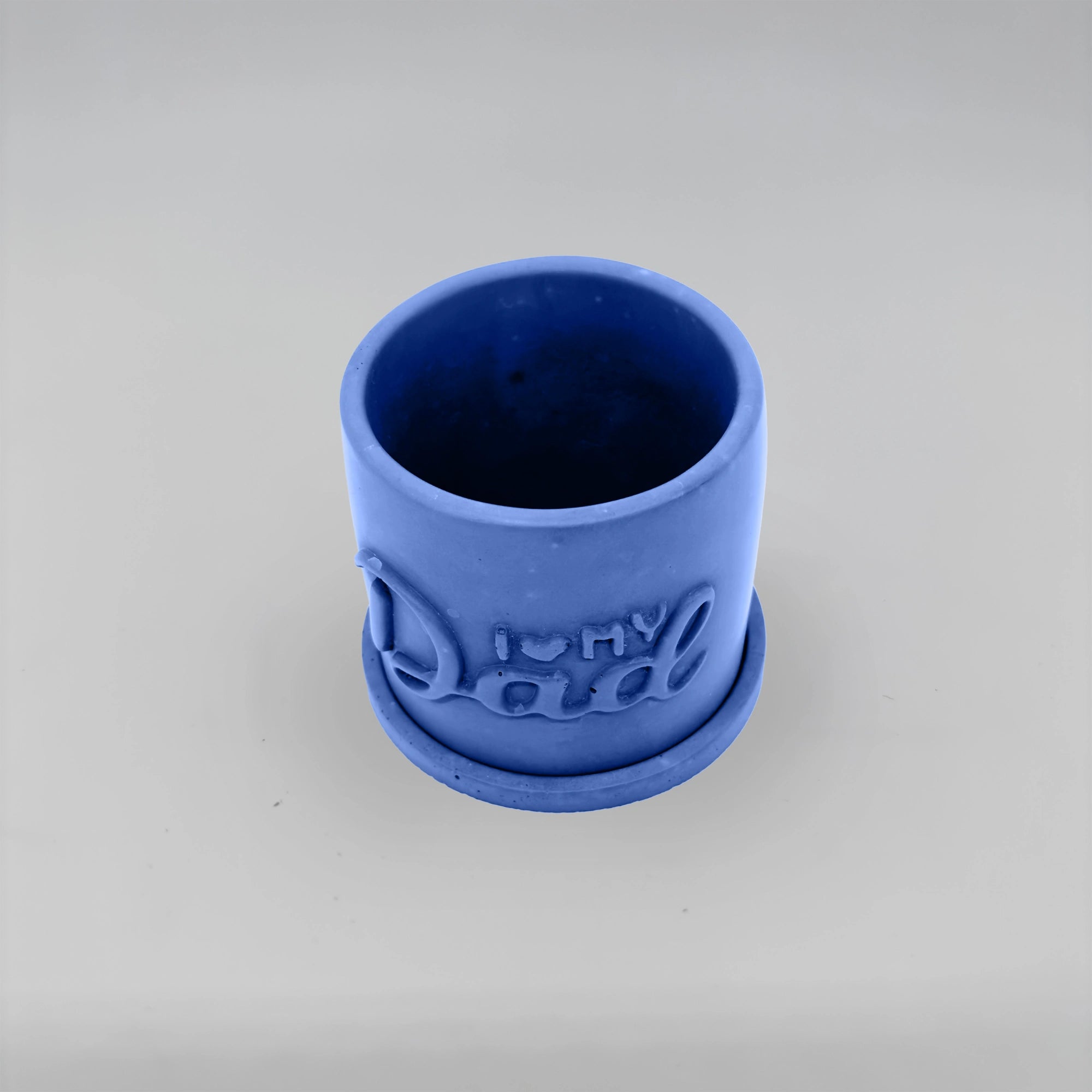 Pot ,I Love my Dad, Květináček s drenáží z betonu + podtácek