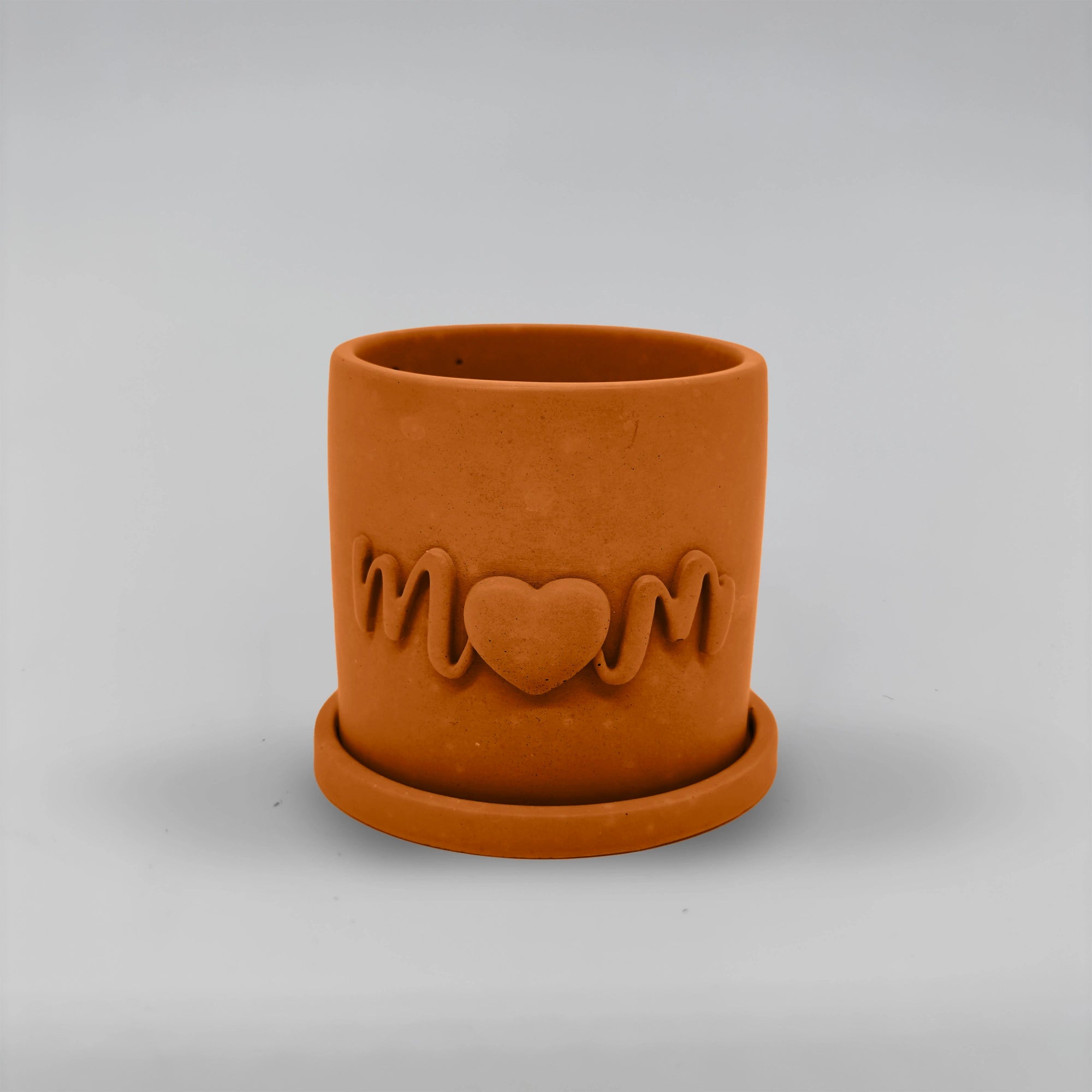 Pot ,Mom, Květináček s drenáží z betonu + podtácek