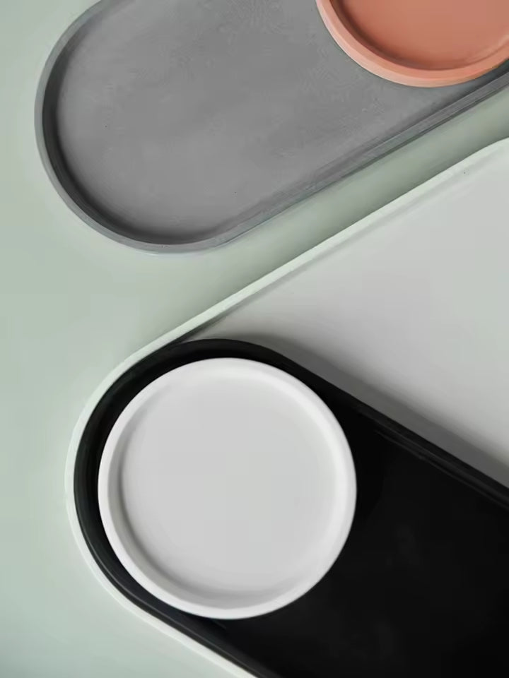 Rounder tácek s hranou z UHPC betonu oválný obdélník 26x11cm