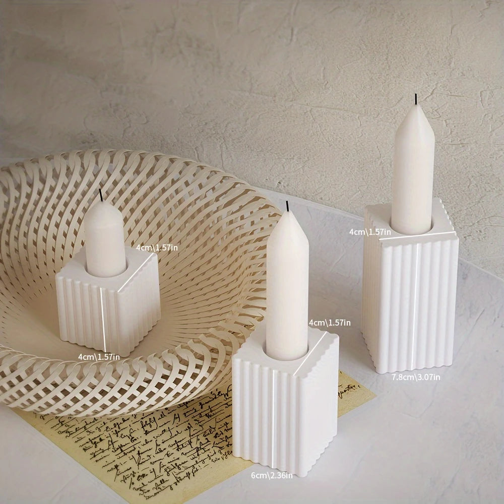 Candelabra 3 Držáky Sada na svícny vroubkované z beton