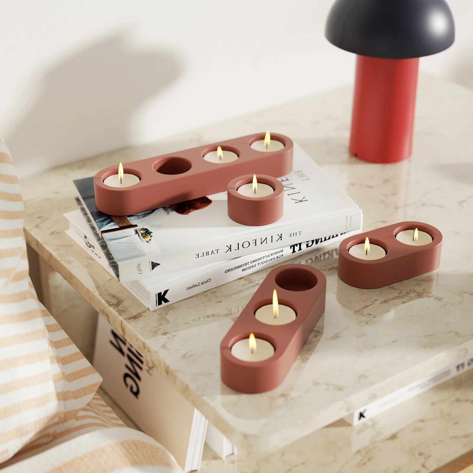 Lineup TRIO Sada 3+2+1 více-dutinových držáků na svíčku z betonu