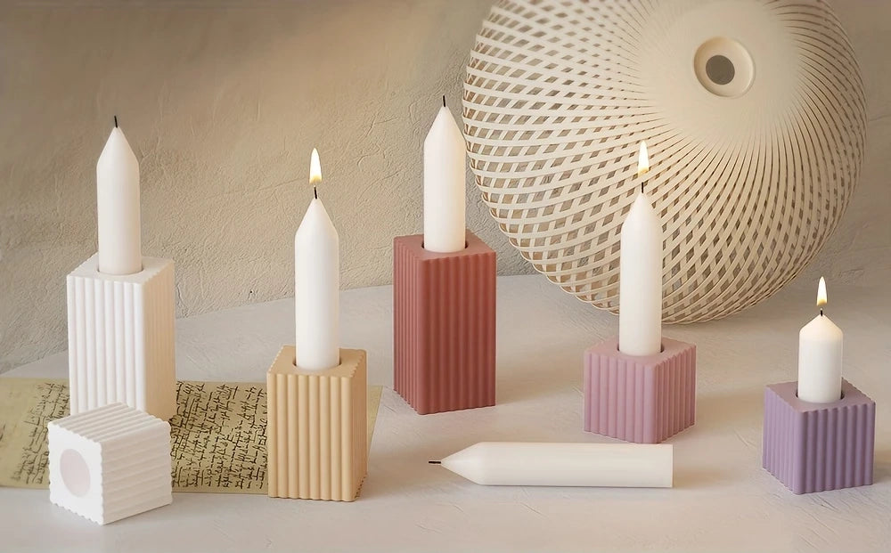 Candelabra 3 Držáky Sada na svícny vroubkované z beton