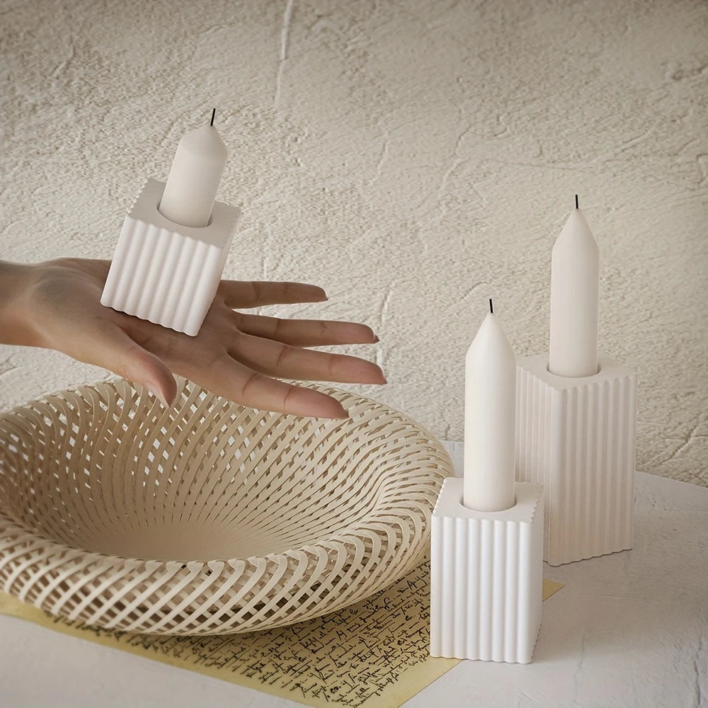 Candelabra 3 Držáky Sada na svícny vroubkované z beton