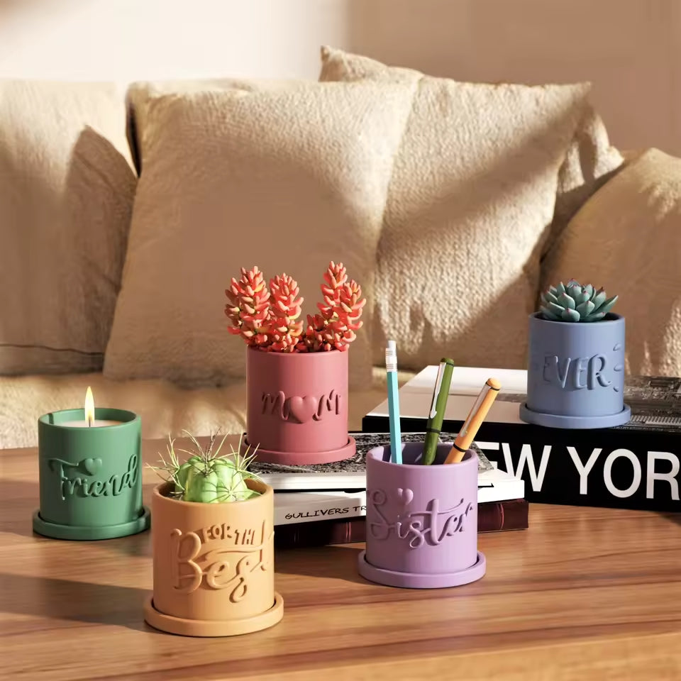 Récipient ,Sister, Nádobka z betonu multifunkční  + podtácek