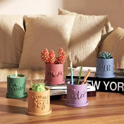 Récipient ,Love, Nádobka z betonu multifunkční + podtacek