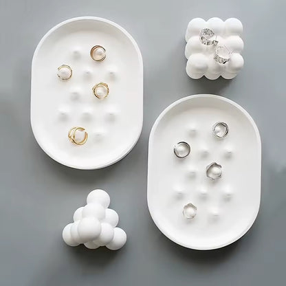 RingNest Organizér na prsteny a šperky z betonu oválný obdélník