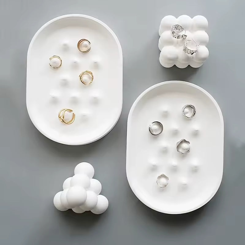 RingNest Organizér na prsteny a šperky z betonu oválný obdélník