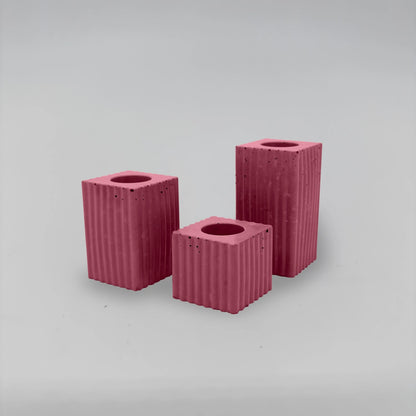 Candelabra 3 Držáky Sada na svícny vroubkované z beton