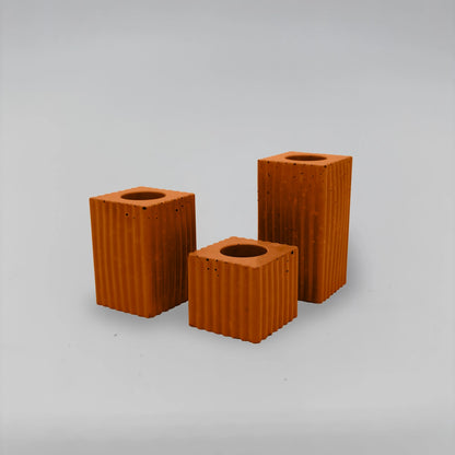 Candelabra 3 Držáky Sada na svícny vroubkované z beton