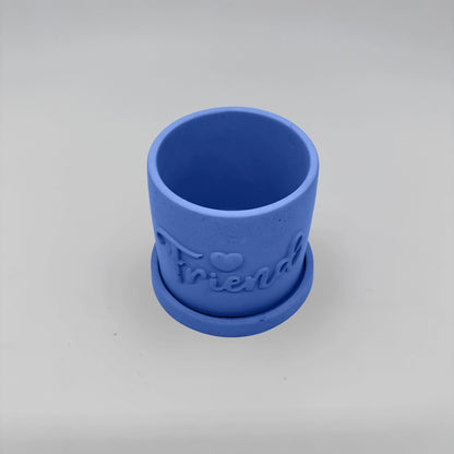 Pot ,Friend, Květináček s drenáží z betonu + podtácek