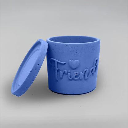 Pot ,Friend, Květináček s drenáží z betonu + podtácek