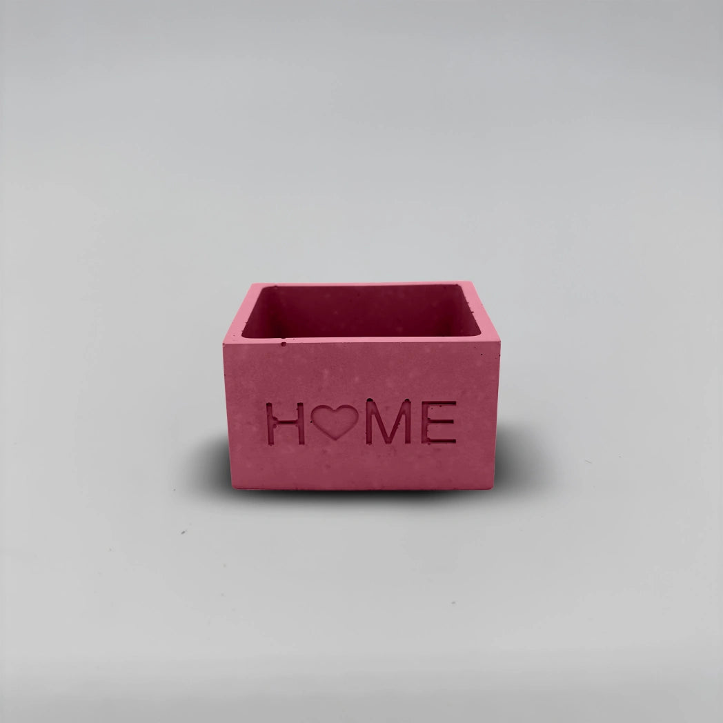 Pot ,HOME, Květináček malý s drenáží z betonu hranatý