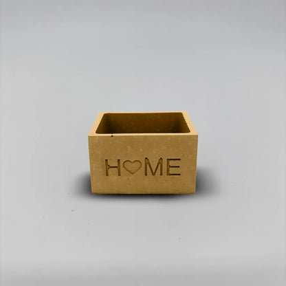 Pot ,HOME, Květináček malý s drenáží z betonu hranatý