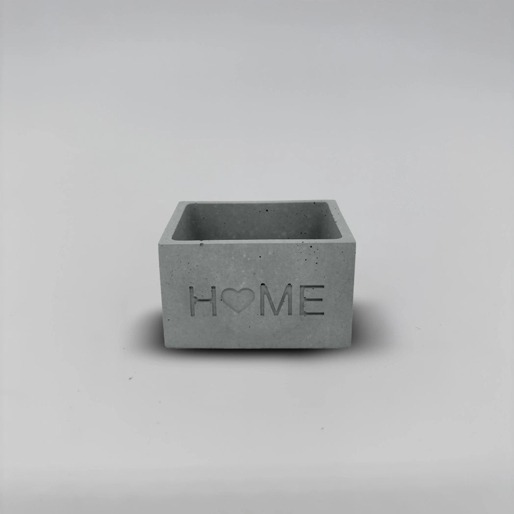 Pot ,HOME, Květináček malý s drenáží z betonu hranatý