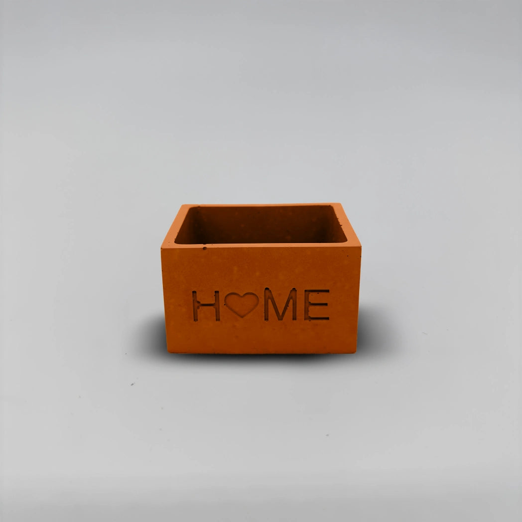 Pot ,HOME, Květináček malý s drenáží z betonu hranatý
