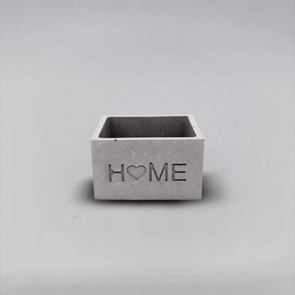 Pot ,HOME, Květináček malý s drenáží z betonu hranatý