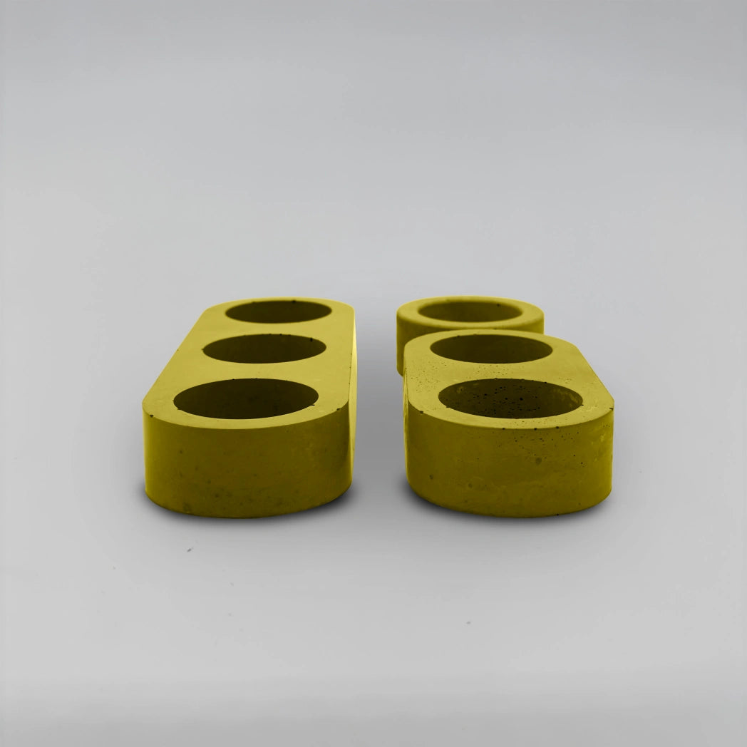 Lineup TRIO Sada 3+2+1 více-dutinových držáků na svíčku z betonu