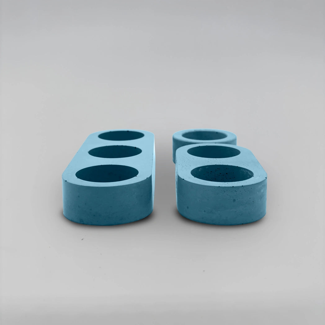 Lineup TRIO Sada 3+2+1 více-dutinových držáků na svíčku z betonu