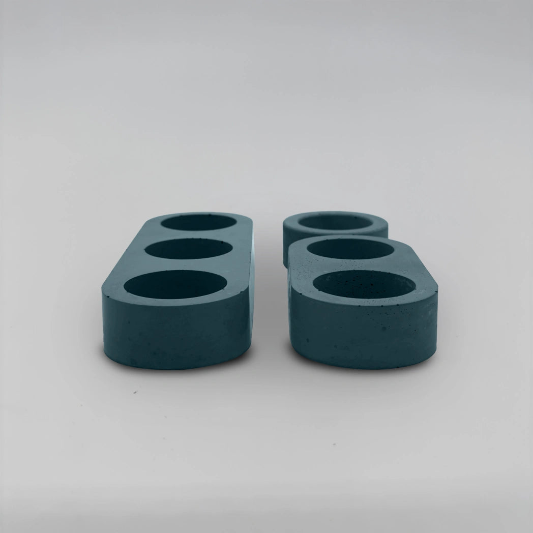 Lineup TRIO Sada 3+2+1 více-dutinových držáků na svíčku z betonu