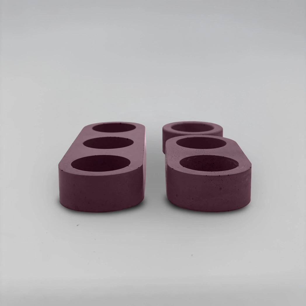 Lineup TRIO Sada 3+2+1 více-dutinových držáků na svíčku z betonu