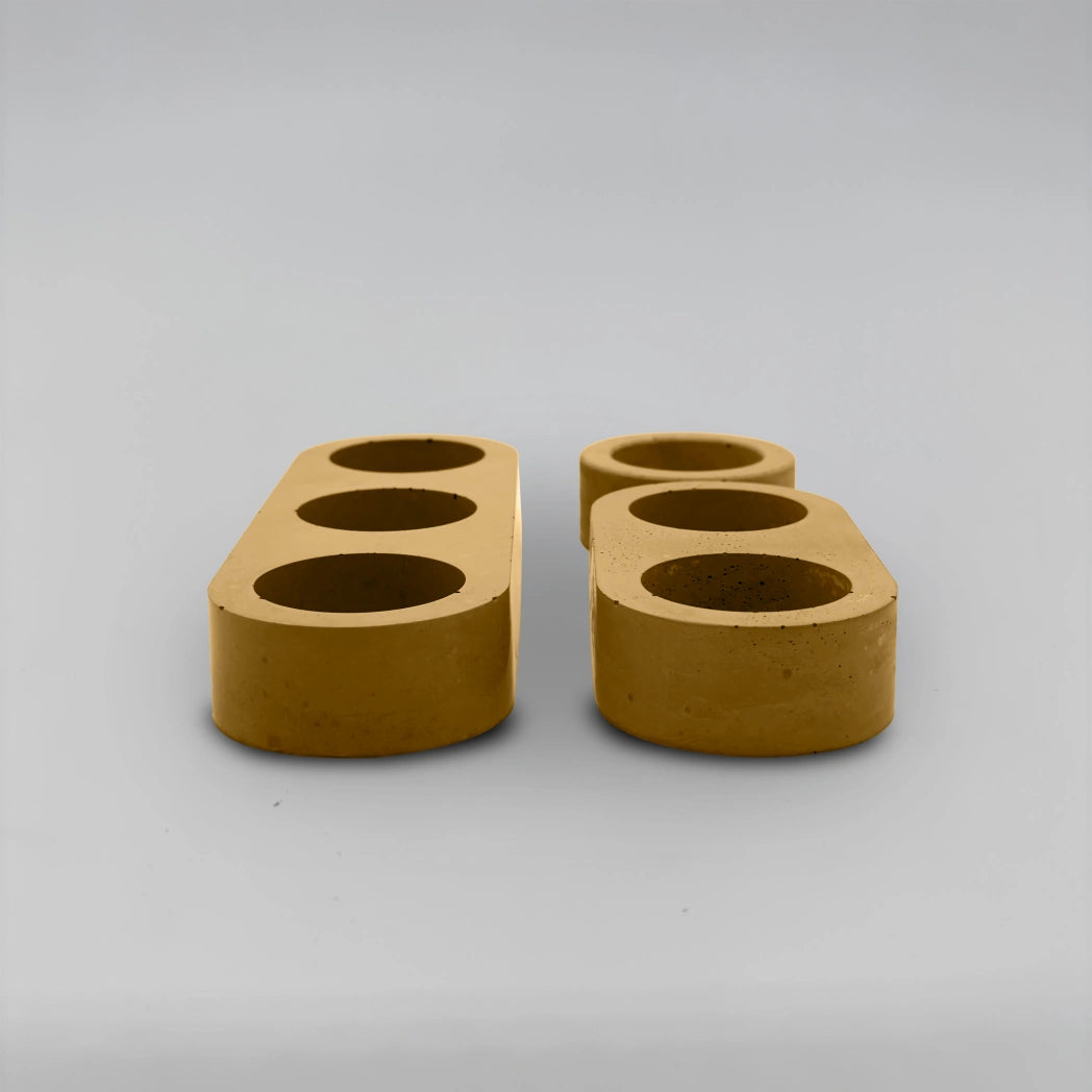 Lineup TRIO Sada 3+2+1 více-dutinových držáků na svíčku z betonu