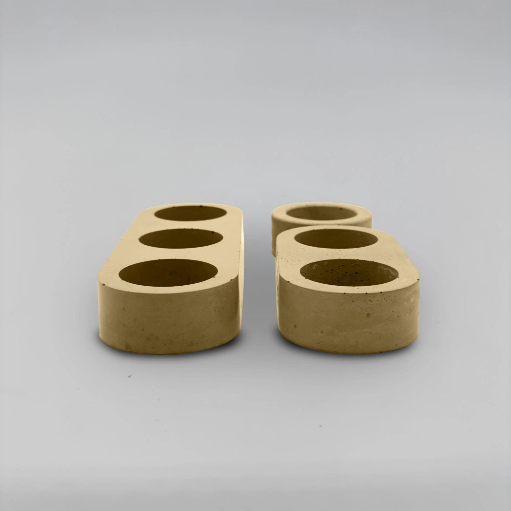 Lineup TRIO Sada 3+2+1 více-dutinových držáků na svíčku z betonu