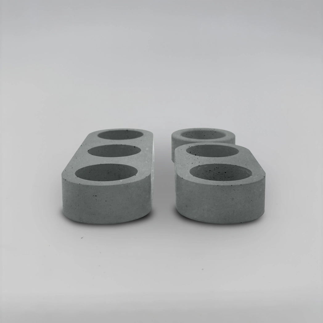 Lineup TRIO Sada 3+2+1 více-dutinových držáků na svíčku z betonu