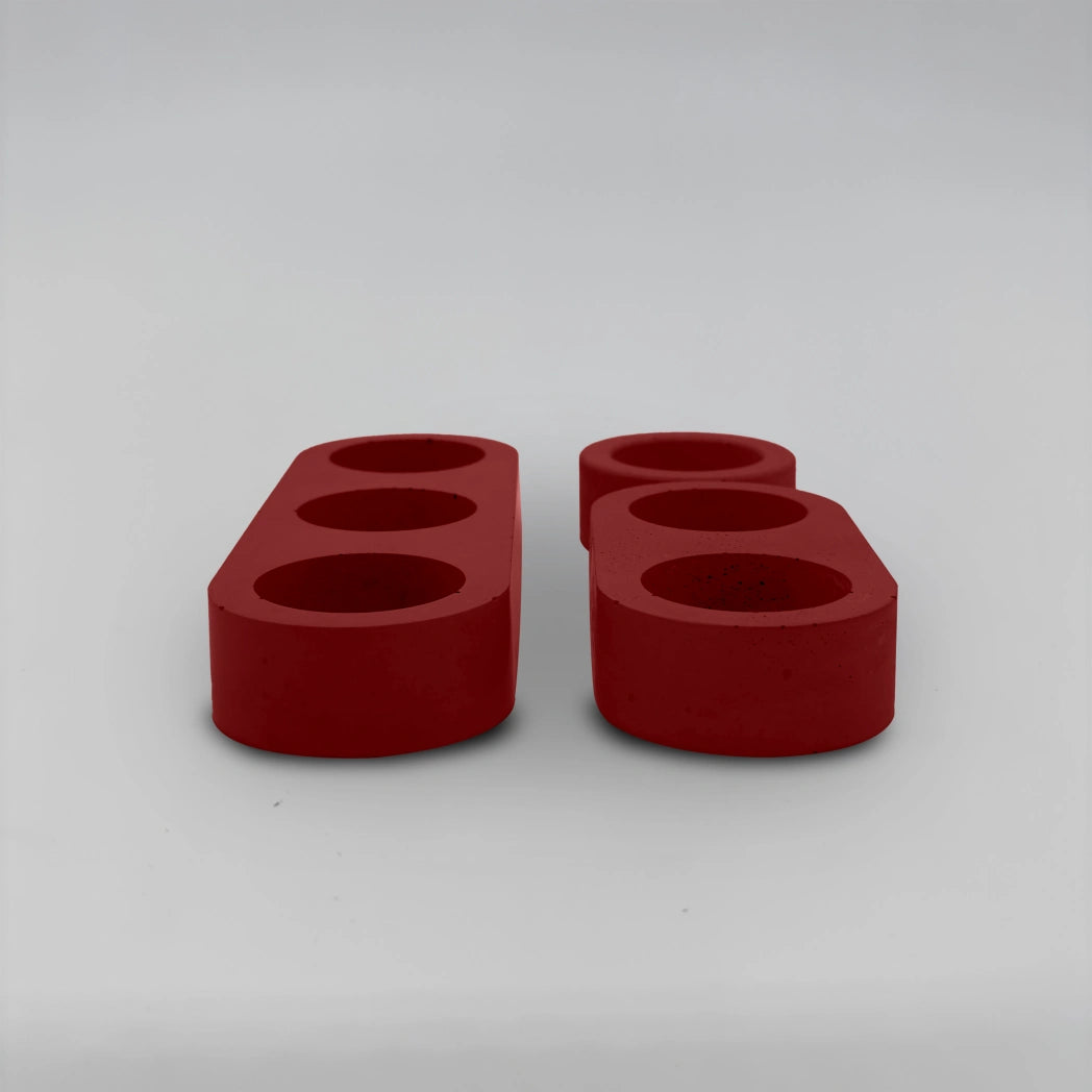 Lineup TRIO Sada 3+2+1 více-dutinových držáků na svíčku z betonu