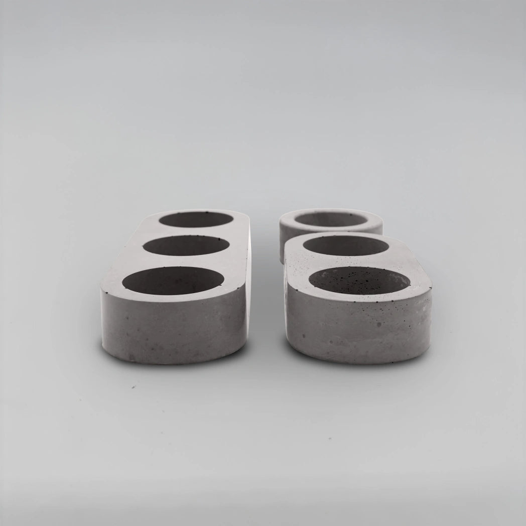 Lineup TRIO Sada 3+2+1 více-dutinových držáků na svíčku z betonu