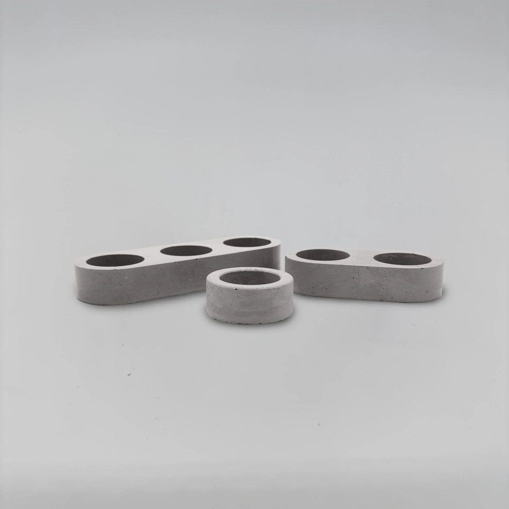 Lineup TRIO Sada 3+2+1 více-dutinových držáků na svíčku z betonu