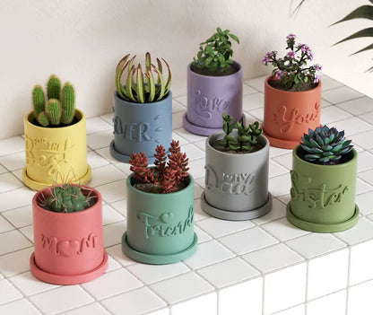 Pot ,I Love my Dad, Květináček s drenáží z betonu + podtácek