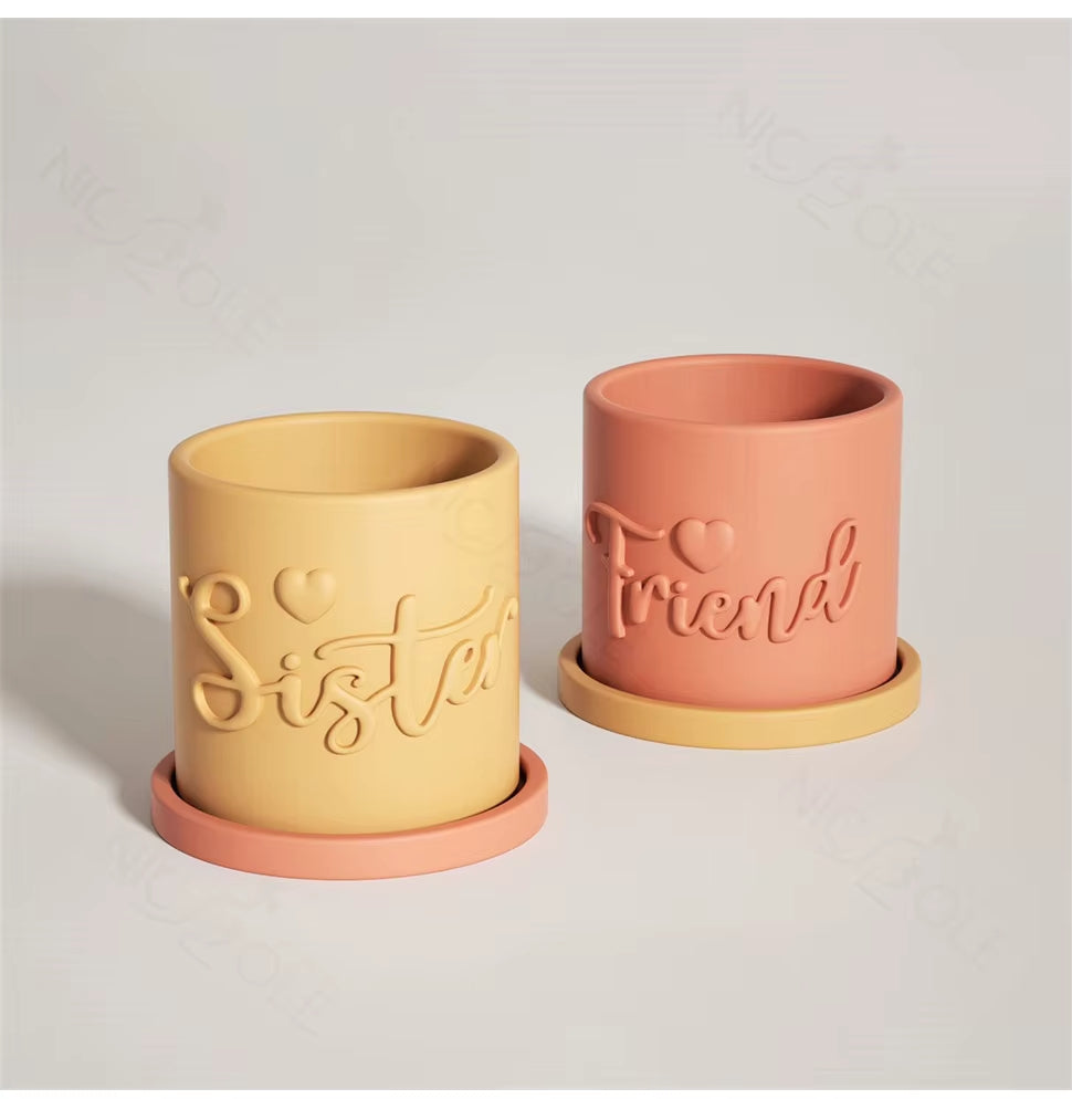 Récipient ,Sister, Nádobka z betonu multifunkční  + podtácek