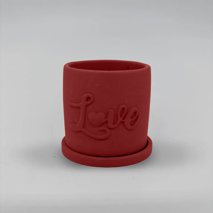 Pot ,Love, Květináček s drenáží z betonu + podtácek