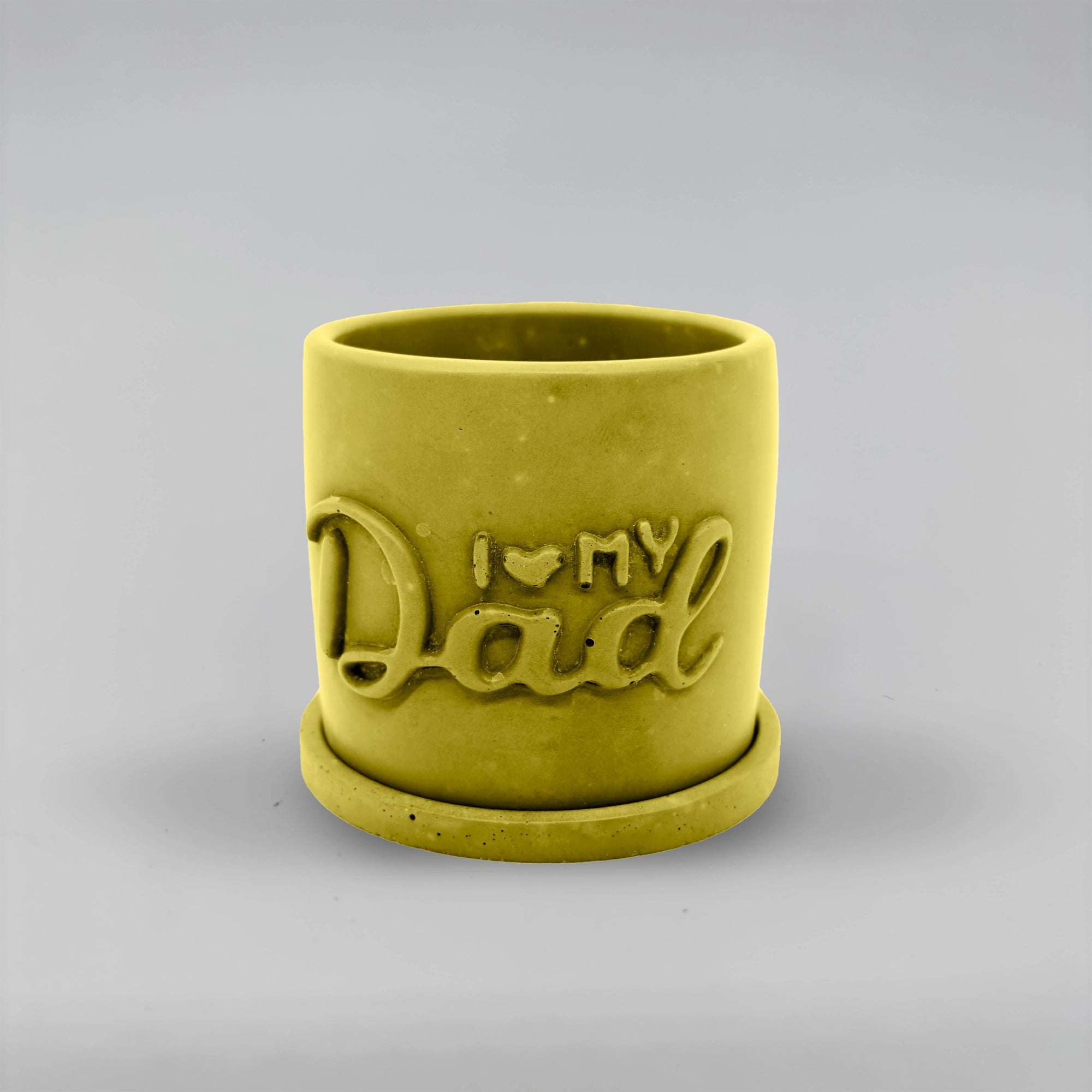 Pot ,I Love my Dad, Květináček s drenáží z betonu + podtácek