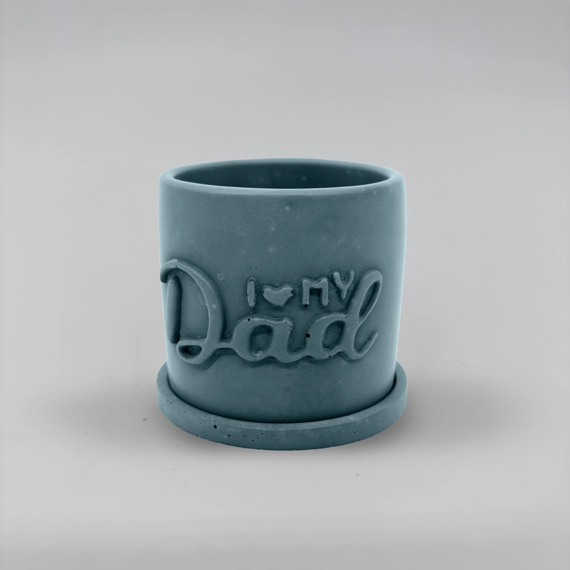 Pot ,I Love my Dad, Květináček s drenáží z betonu + podtácek