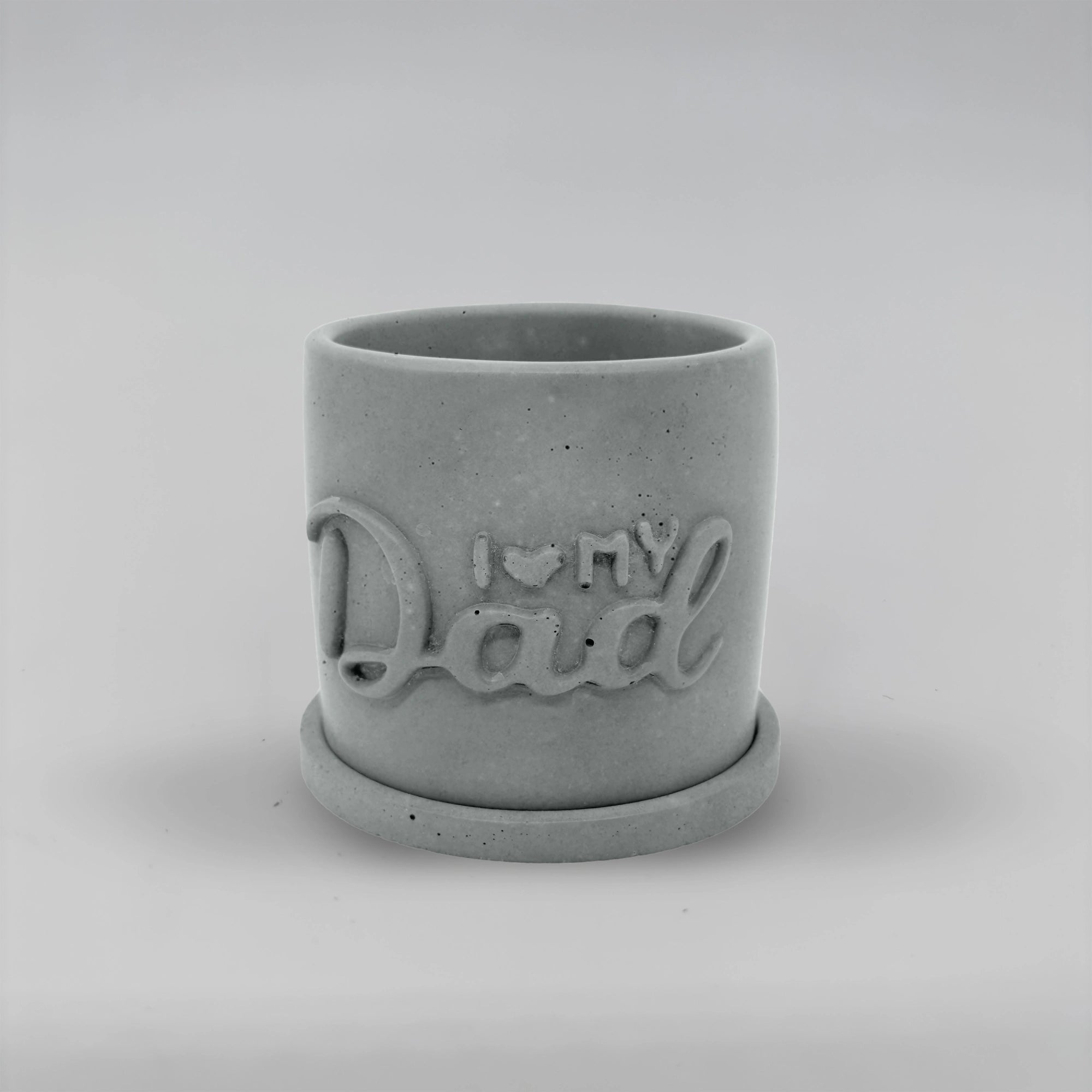Pot ,I Love my Dad, Květináček s drenáží z betonu + podtácek