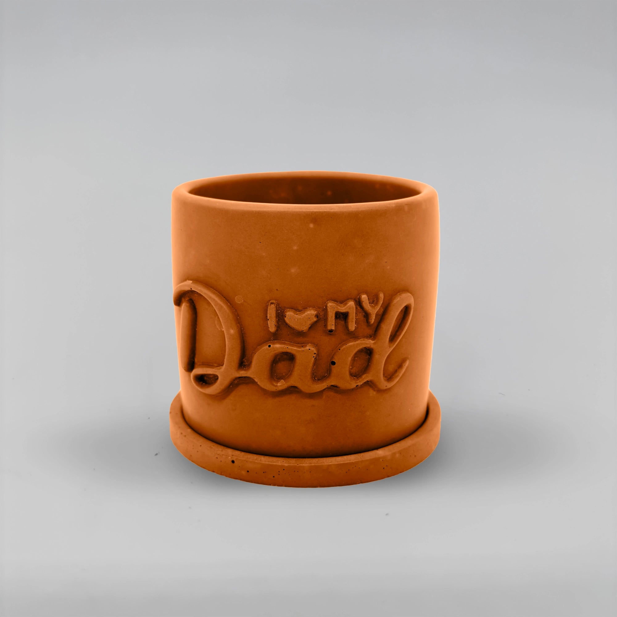 Pot ,I Love my Dad, Květináček s drenáží z betonu + podtácek