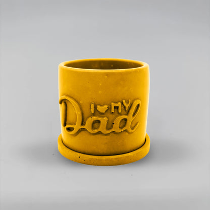 Pot ,I Love my Dad, Květináček s drenáží z betonu + podtácek