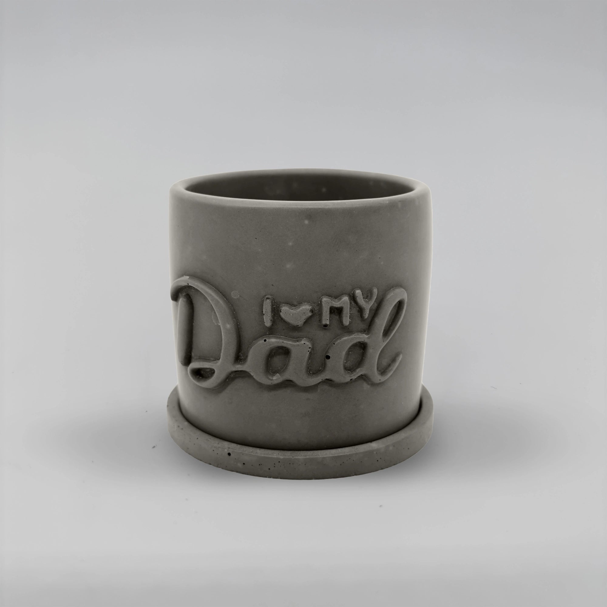 Pot ,I Love my Dad, Květináček s drenáží z betonu + podtácek