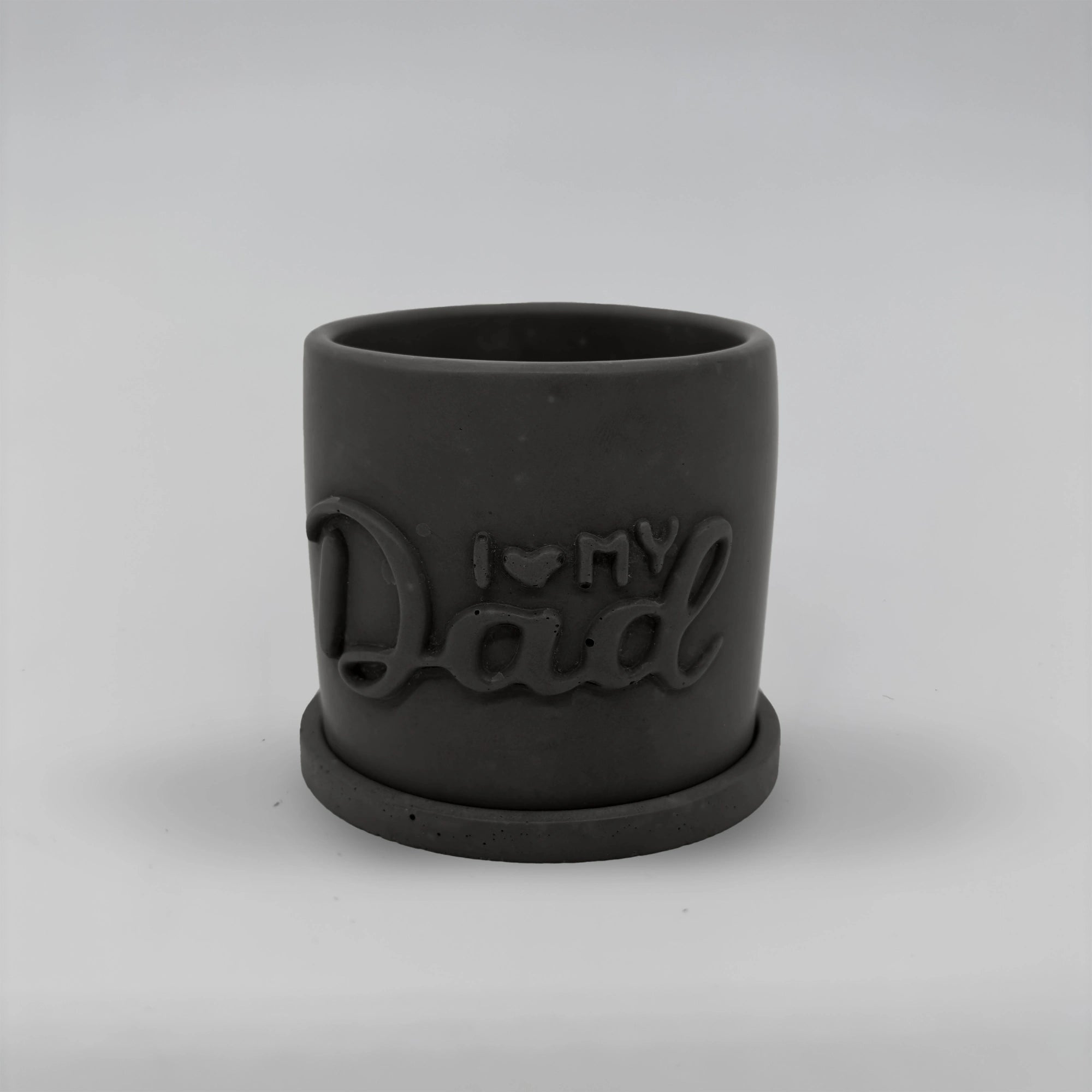 Pot ,I Love my Dad, Květináček s drenáží z betonu + podtácek