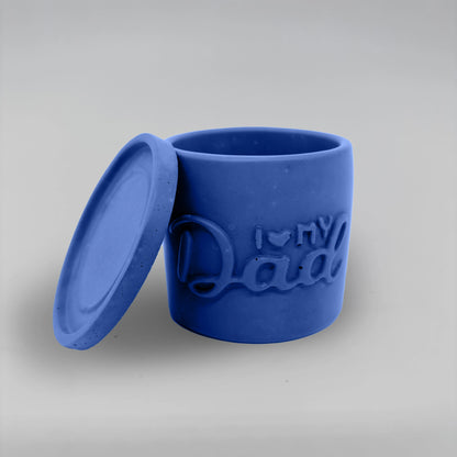 Pot ,I Love my Dad, Květináček s drenáží z betonu + podtácek