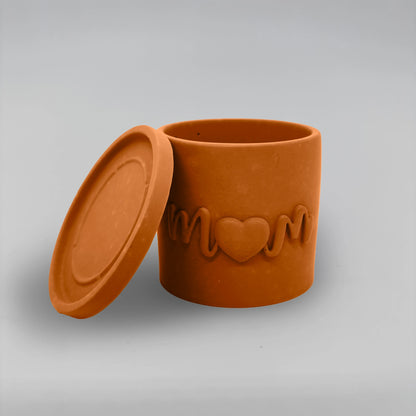 Pot ,Mom, Květináček s drenáží z betonu + podtácek