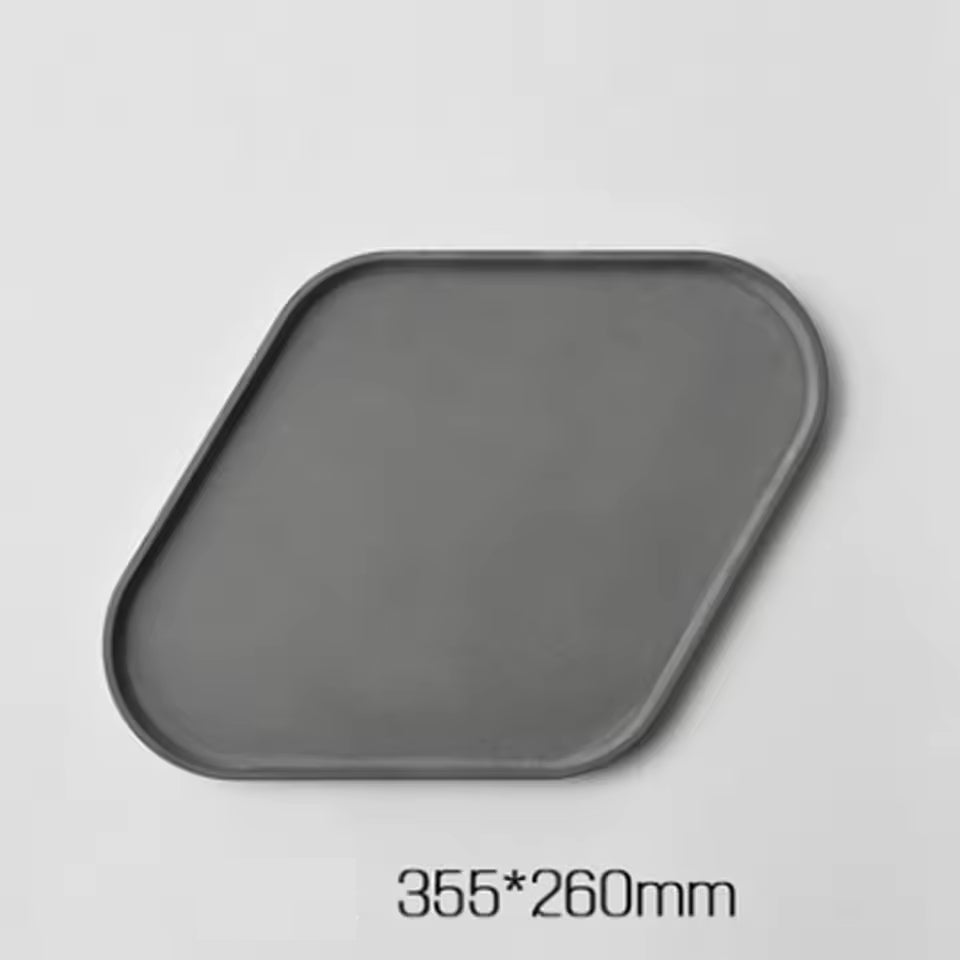 Rounder Podnos a servírovací tác s hranou z UHPC betonu rovnoběžníkový 35x26cm